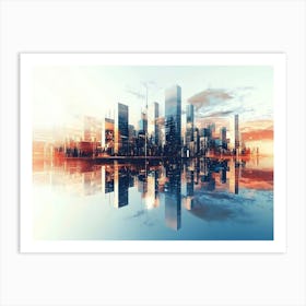 3d Abstract Cityscape with Futuristic Buildings 1 Art Print