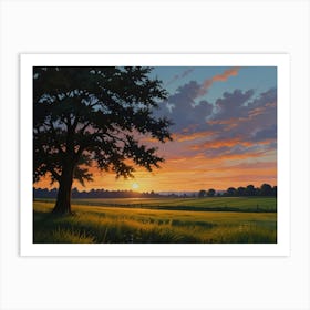 Sunset In The Field art 1 Art Print