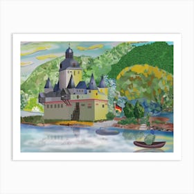 Landscape With Pfalzgrafenstein Castle On The Falkenau Island In The River Rhine In Germany Art Print