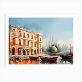 Watercolor Of A City Art Print