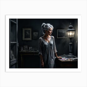 Old Woman In The Dark Art Print