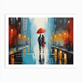 Couple Walking In The Rain 4 Art Print