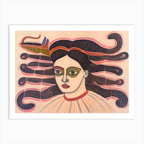 Woman With Long Hair 03 Art Print