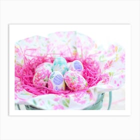 Easter Eggs In A Basket 13 Art Print