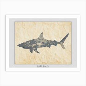 Bull Shark Grey Silhouette 3 Poster Art Print