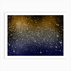 Blue, Brown, Silver Shining Star Background Art Print