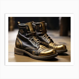 Kintsugi Golden Boots Art Print