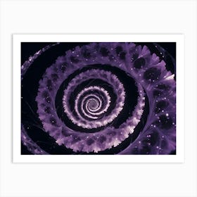 Abstract Image Of A Spiraling Shape In Shades Of Purple, Set Against A Black Background Art Print