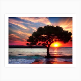 Lone Tree At Sunset 12 Art Print