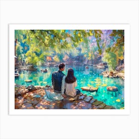 Couple By The Lake Art Print