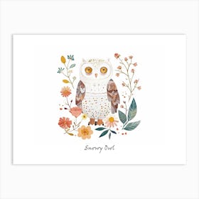 Little Floral Snowy Owl 2 Poster Art Print