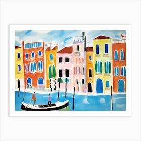 Venice Italy Cute Watercolour Illustration 6 Art Print