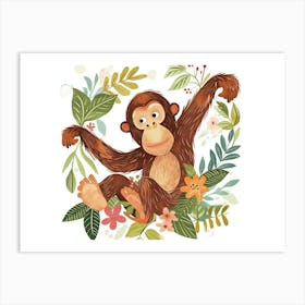 Little Floral Orangutan 3 Art Print