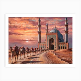 Camels In The Desert Art Print