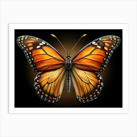 Orange Butterfly On Black Background Art Print