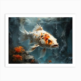 Koi Carp Chalk Style Art Print