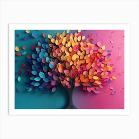 Colorful Tree With Multicolor Leaves 7 Art Print