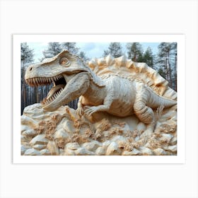 3d Dinosaur Made in Stone Art Print