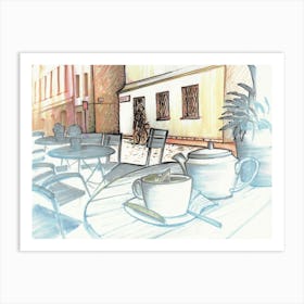 Street Cafe In Poznan Art Print