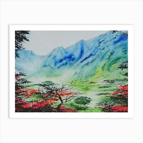 Misty Mountain Serenity Art Print