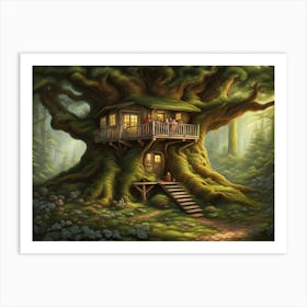 Cottage Inside A Giant Forest Tree V2 2 Art Print