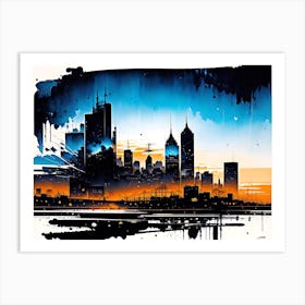 Cityscape At Sunset Art Print