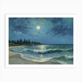 Moonlight Over The Coast Art Print