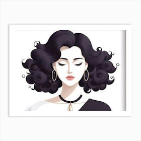 Portrait Of A Woman With Curly Hair 1 Art Print