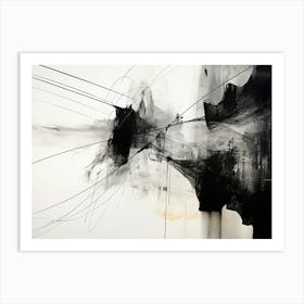 Invisible Threads Abstract Black And White 4 Art Print