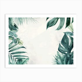 Watercolor Tropical Leaves Background Art Print