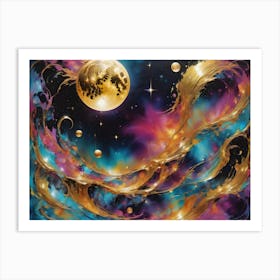 Moon And Stars Art Print