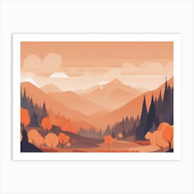 Misty mountains horizontal background in orange tone 157 Art Print