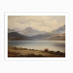 Antique Lake Scenery Art Print