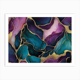 Purple And Gold Marble Art Print