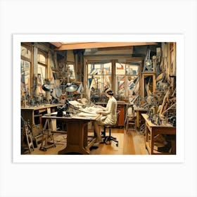 Woman In A Workshop Art Print