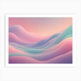 An Abstract Image Of Flowing, Wavy Lines In Shades Of Pink, Blue, And Purple, Creating A Soft And Dreamy Background Art Print