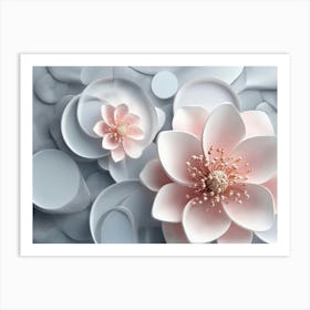 3d Lotus Flower with Circles Art Print