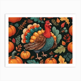 Default A Joyfully Festive Thanksgiving Illustration Featuring 3 Art Print