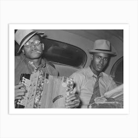 African American Musicians Playing Accordion And Washboard In Automobile,Near New Iberia, Louisiana Art Print