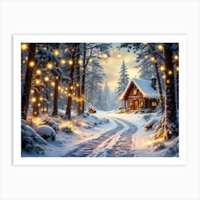 Santa'S Cabin Art Print