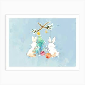 Christmas Bunnies Art Print