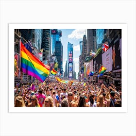 New York City Pride Celebration Bustling Parade Down 5th Avenue Throng Of People Flaunting Colorfu (1) Art Print