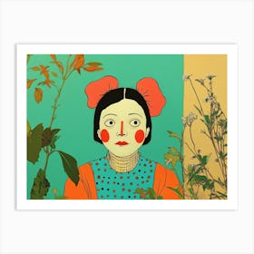 Girl In A Garden Art Print