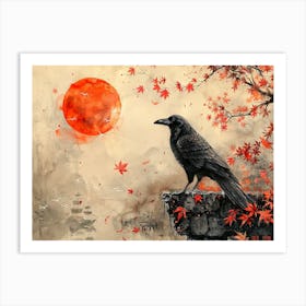 Crow and moon Art Print