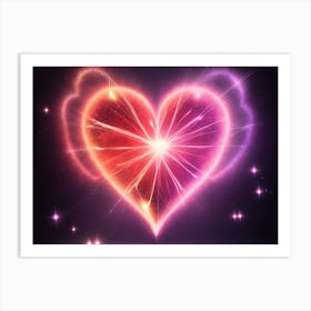 A Colorful Glowing Heart On A Dark Background Horizontal Composition 89 Art Print