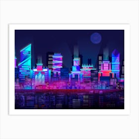 Synthwave Neon City [synthwave/vaporwave/cyberpunk] — aesthetic poster, retrowave poster, neon poster Art Print