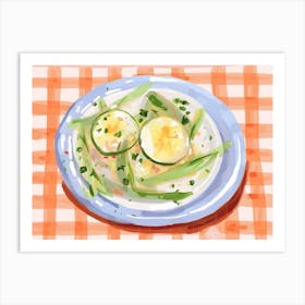 A Plate Of Leeks, Top View Food Illustration, Landscape 2 Art Print