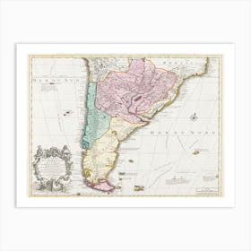 Kaart Van Het Zuidelijke Deel Van Zuid Amerika (1750–1760) Art Print