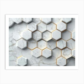 Marble Hexagons Art Print