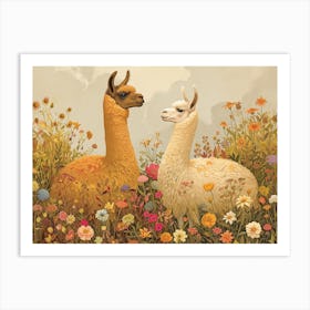 Floral Animal Illustration Llama 4 Art Print